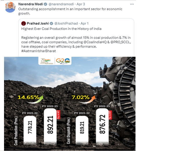 Hon’ble Prime Minister appraised the growth in Coal Sector.